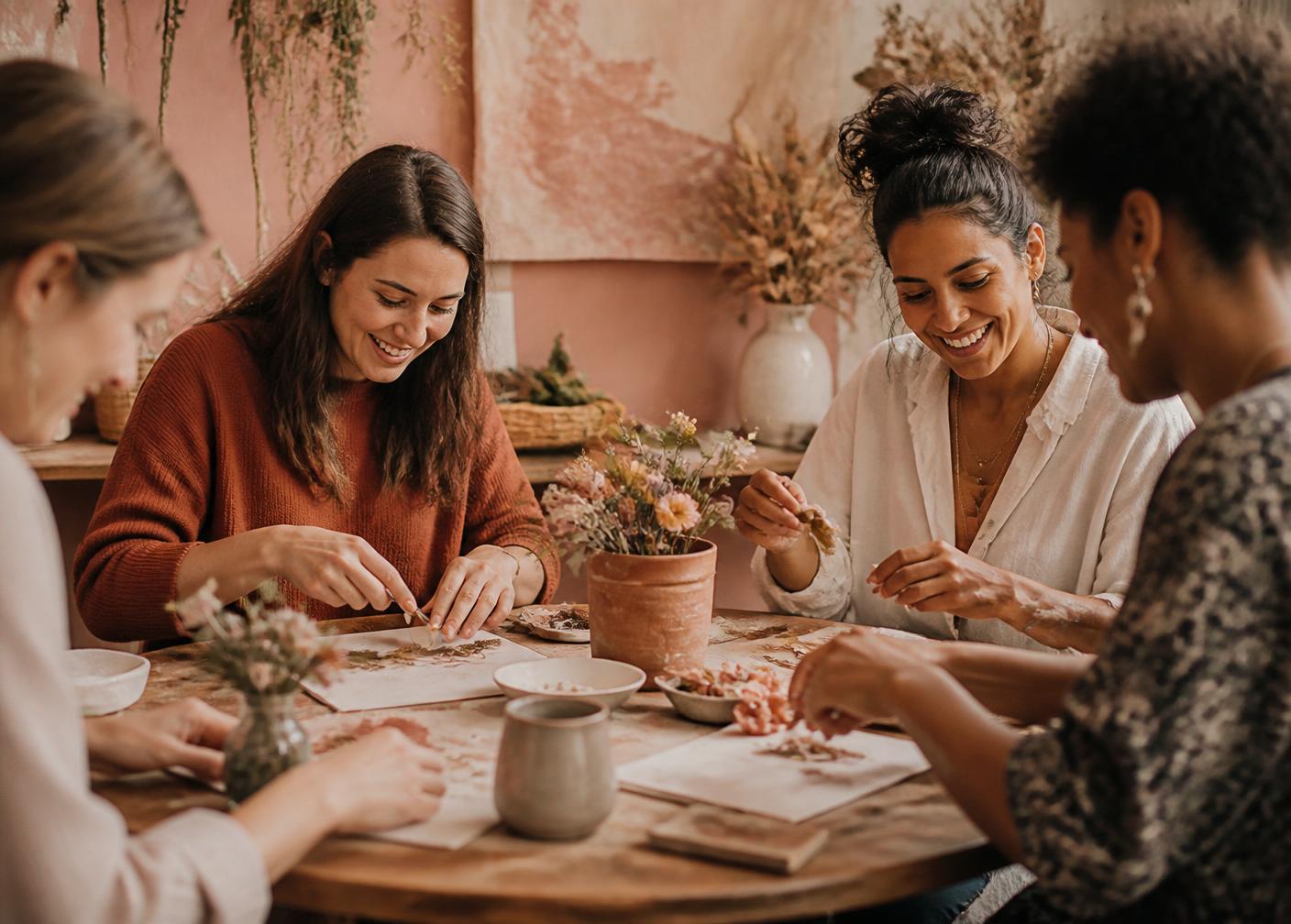 Women taking part in a creative workshop together